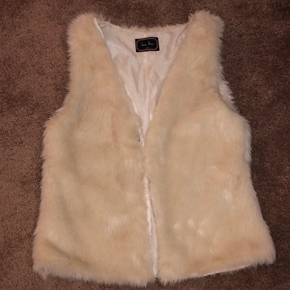 Off white faux fur vest